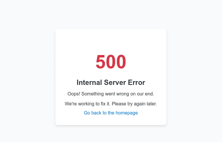 500 Internal Server Error Page Template