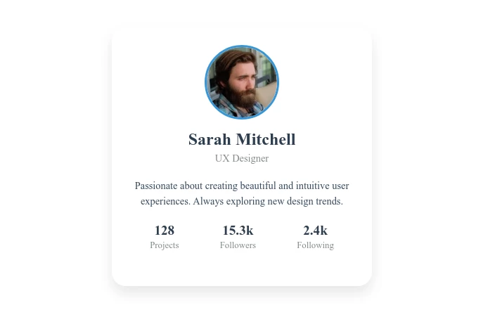 Animated Profile Card with Hover Effects and Social Links