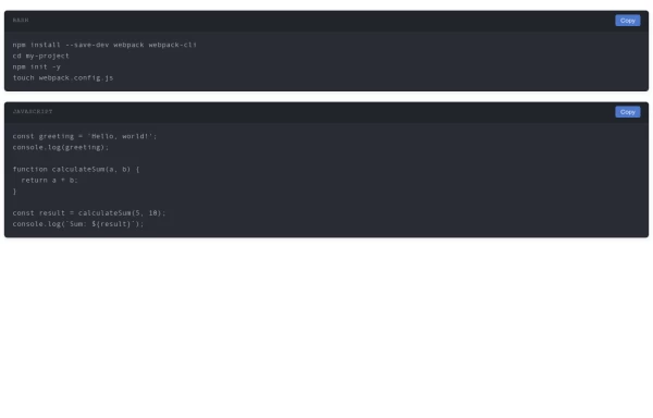 Code Block with Copy Code Button
