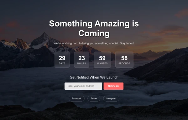 Coming Soon Page with Background Image