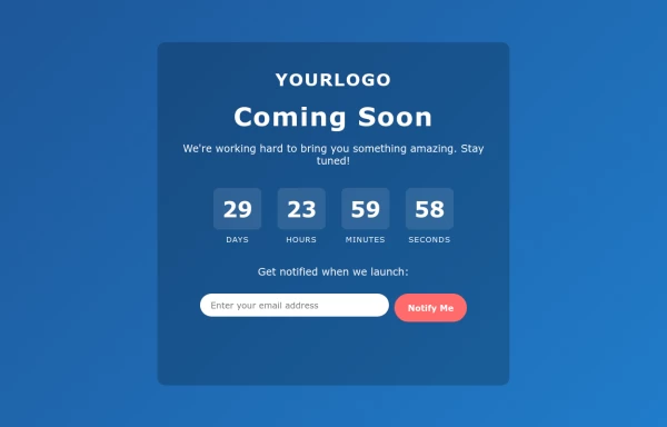 Coming Soon Page with Countdown Timer