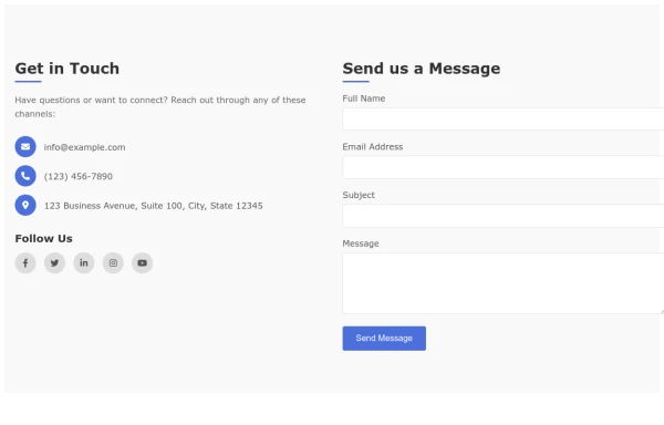Connect with Us: Social Media & Email Contact Section