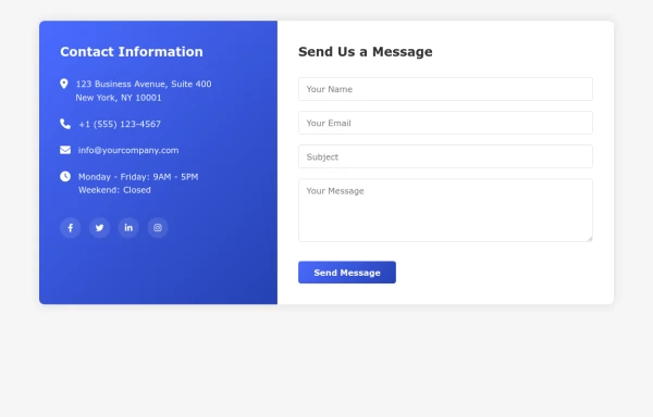 Contact Us Form with Business Information