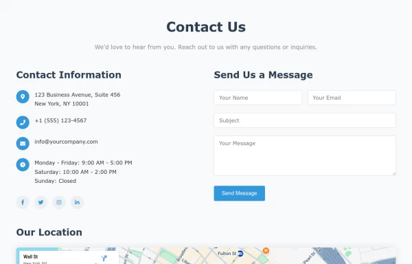 Contact Us Page with Form and Map
