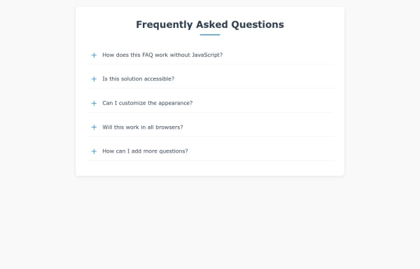 CSS-Only Expanding FAQ Accordion Section