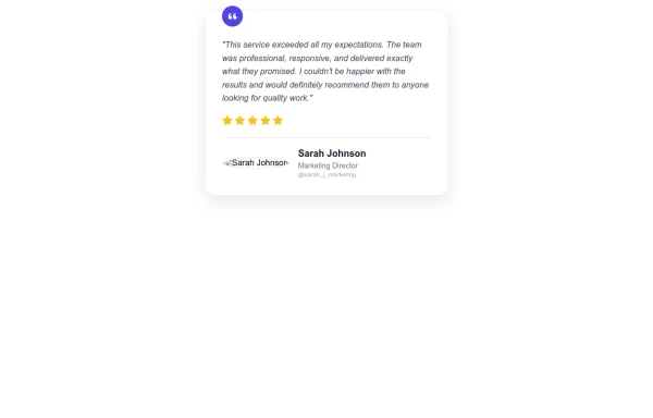 Customer Testimonial Card with Star Rating