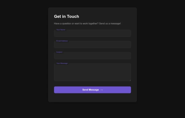 Dark Contact Form with Floating Labels