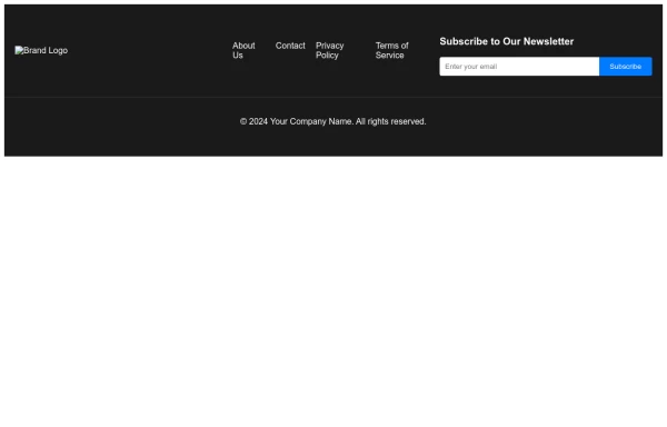 Dark Footer with Newsletter Subscription