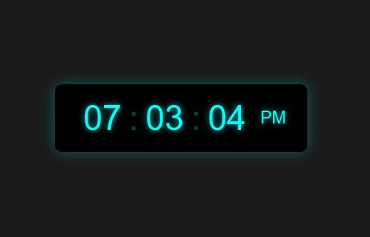Dynamic Digital Clock with Glowing Effect