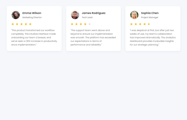 Dynamic Testimonial Cards with User Ratings