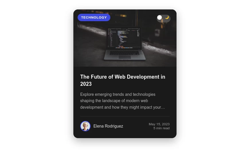 Elegant Dark Mode Blog Card Component