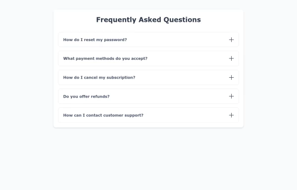 Expandable FAQ Accordion Component