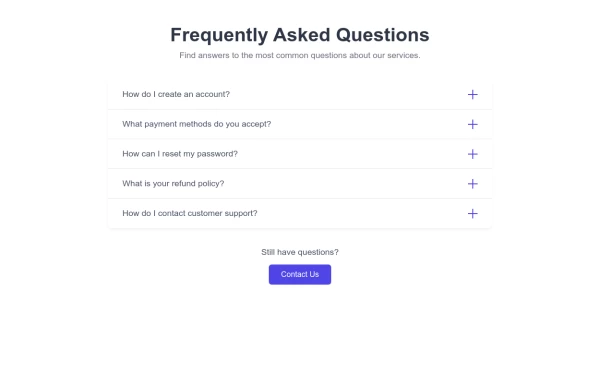 Expandable FAQ Accordion Section
