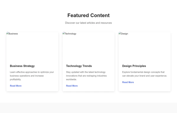 Featured Content Section with Cards