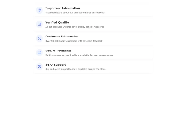 Features list with icons