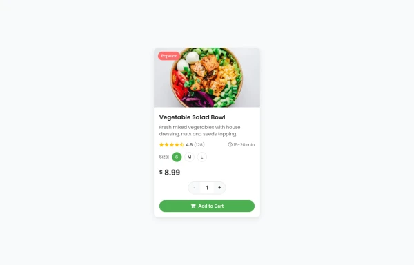 Food Delivery Order Card Component