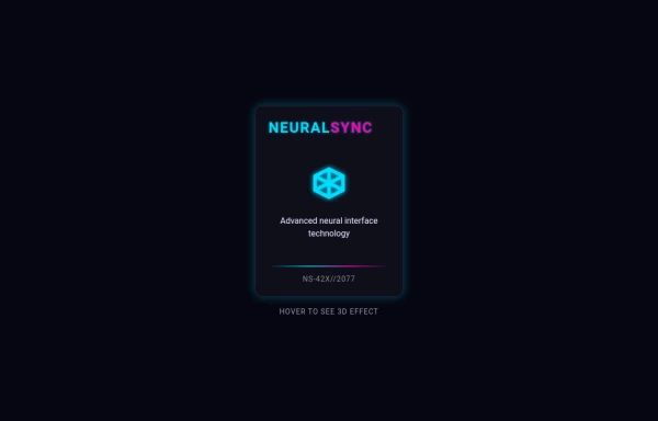 Futuristic 3D Tilt Card with Dynamic Hover Effect
