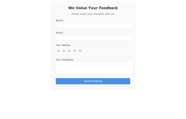 Interactive Feedback Form with Star Rating System