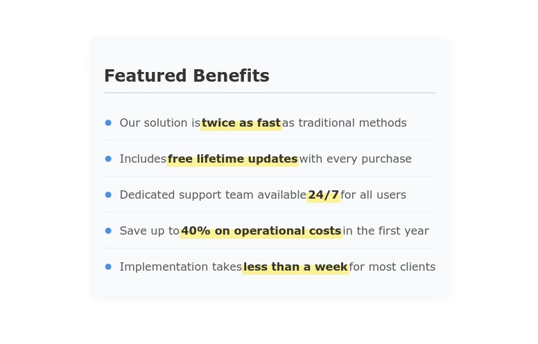 List with Highlighted Text Elements