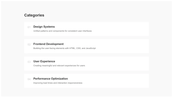 Minimal Category List Section Layout
