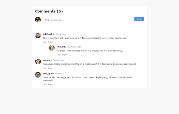 Minimalist User Comment Section with Profile Images