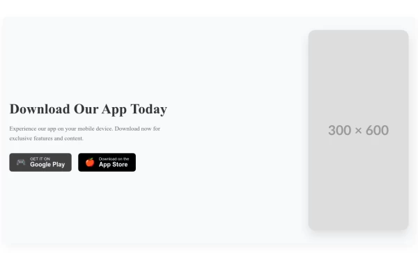 Mobile App Download Section with Store Buttons