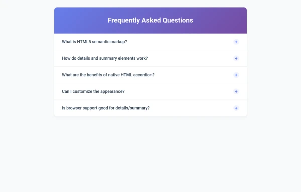Native HTML Accordion Component with Details Summary