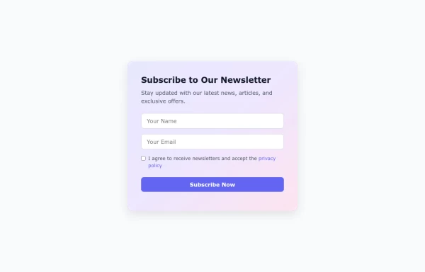 Newsletter Subscription Form with Gradient SVG Background