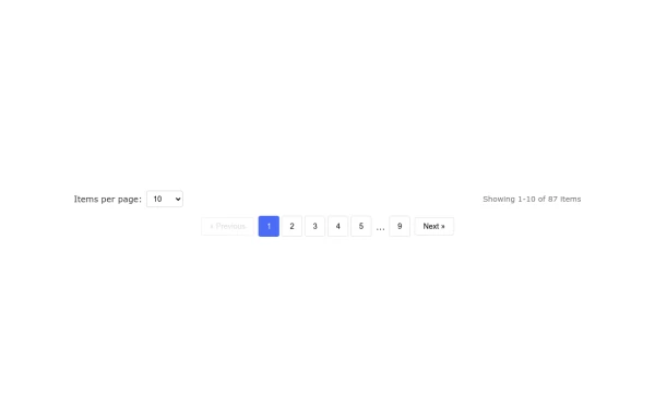 Pagination with Items Per Page Filter