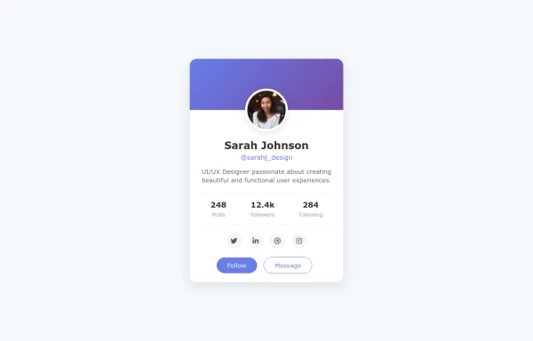 Personal Profile Card with Social Media Links