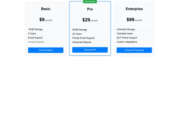 Pricing Cards