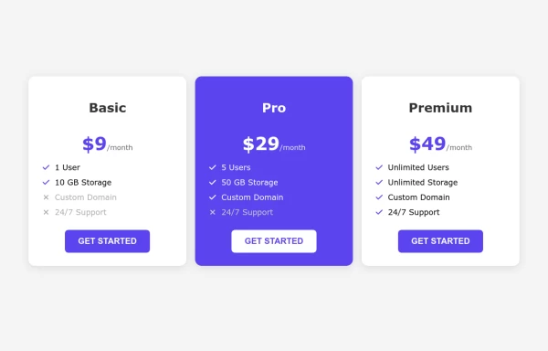 Pricing Cards