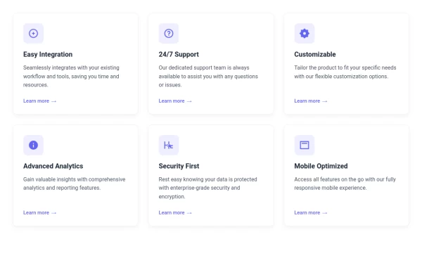 Product Feature Showcase Cards