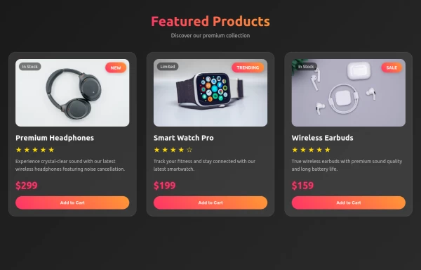 Product Grid for Ecommerce Website