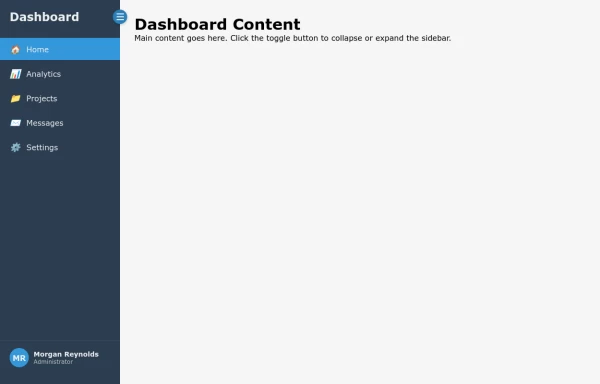 Responsive Collapsible Sidebar Navigation