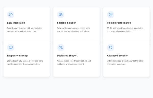 Responsive Feature Grid Cards for Modern Websites