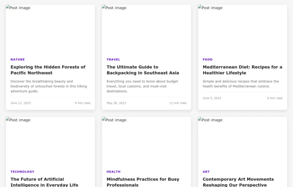 Responsive Post Card Grid Layout