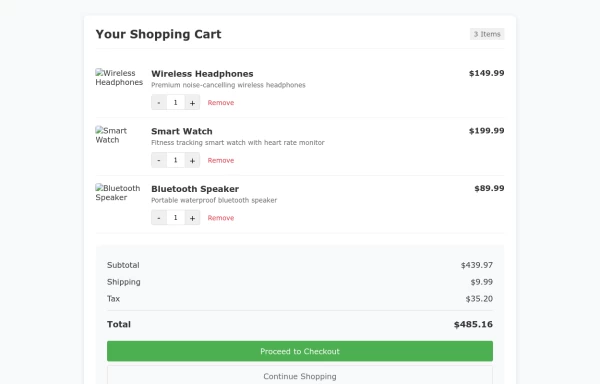 Responsive Shopping Cart Template