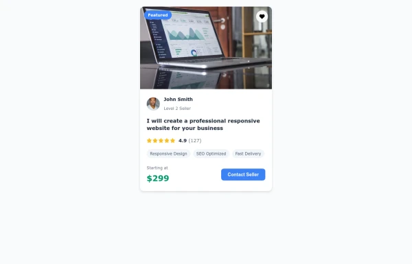 Service Card Component with Rating and Pricing Display
