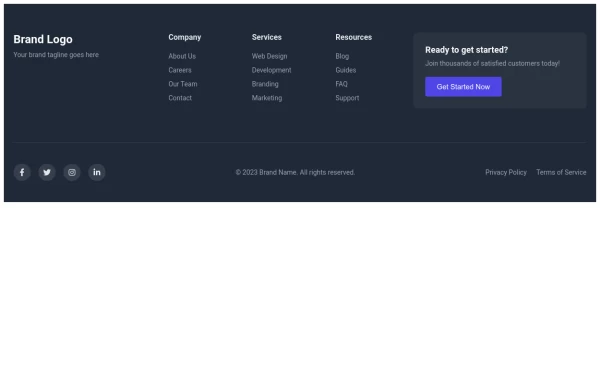 Simple Modern Footer with Call-to-Action Button