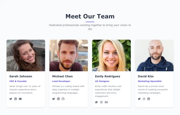 Team Section with Responsive Profile Cards