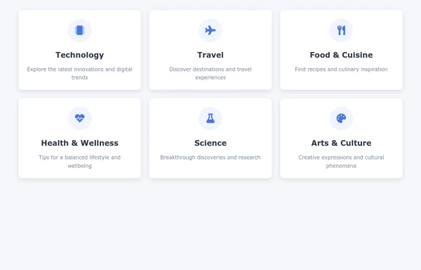 Topic Category Card Grid Layout