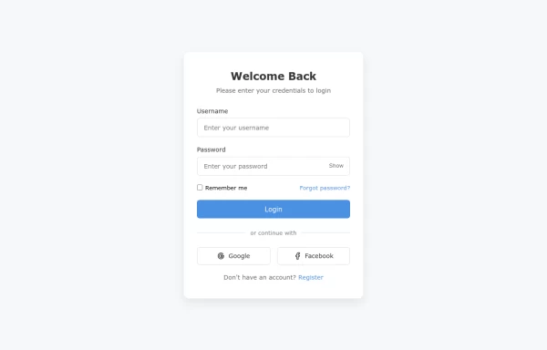 User Authentication Login Card