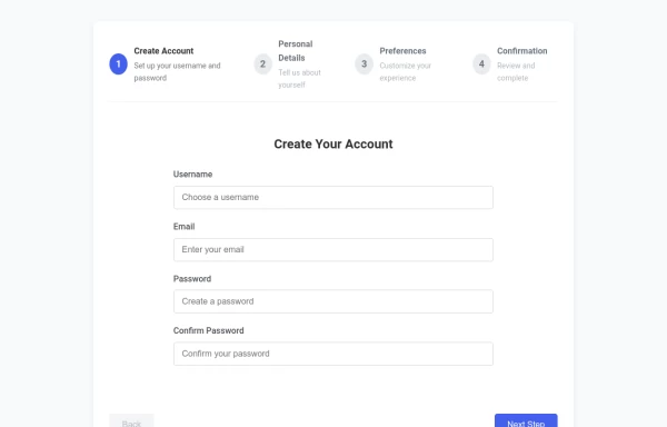 User Onboarding Progress Steps Section